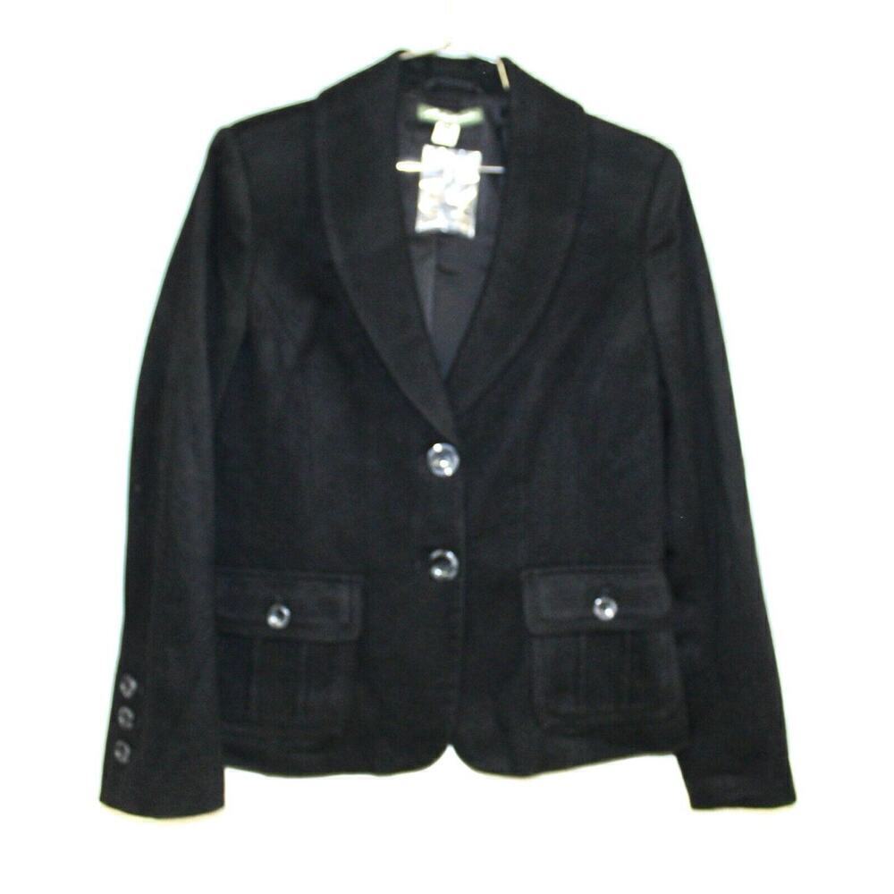 Women 8 Eddie Bauer Wool Jacket Blazer 3 Button Shawl Collar Brown or Black NWT
